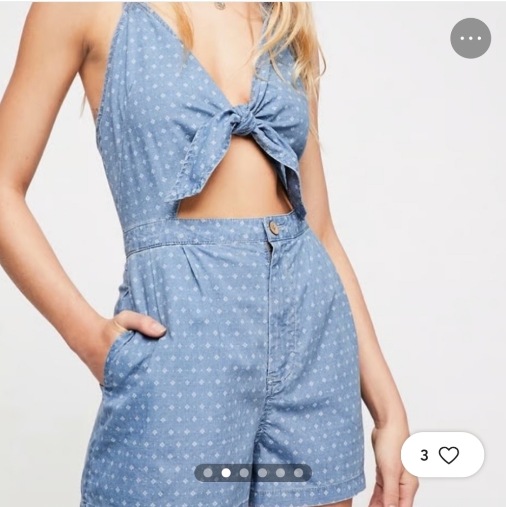 Free‎ People Light Blue Denim Overalls - Picture 3 of 7